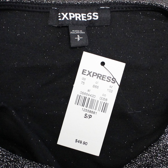 Express Sparkling Silver Bell Puff Sleeve Top - Picture 4 of 5